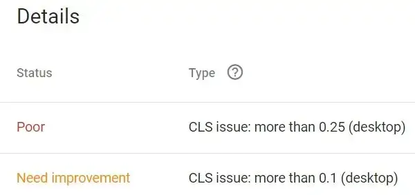 How to fix poor CLS score on Google Search Console for Core Web Vitals